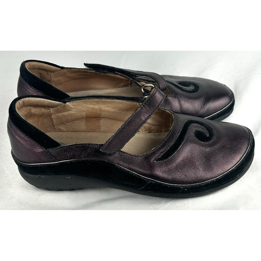 Naot Matai Purple Leather Mary Jane Loafers Womens Sz 38 US 7 Suede Comfort